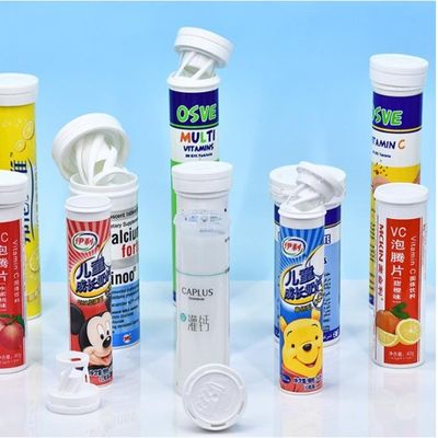 Customize Plastic Effervescent Tablet Tubes with Desiccant Cover and Customized Color